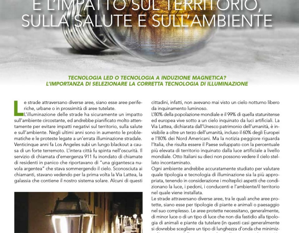 Illuminazione Stradale ed Impatto sul Territorio Salute e Ambiente